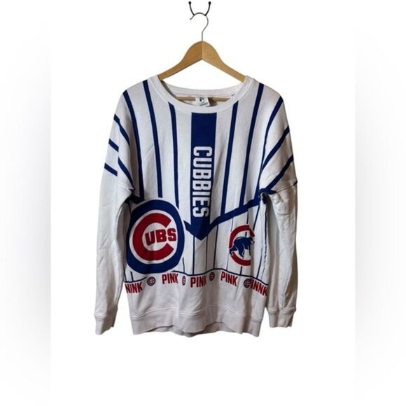 PINK VICTORIA’S SECRET Cubbies White and Blue Sweatshirt - Picture 1 of 5